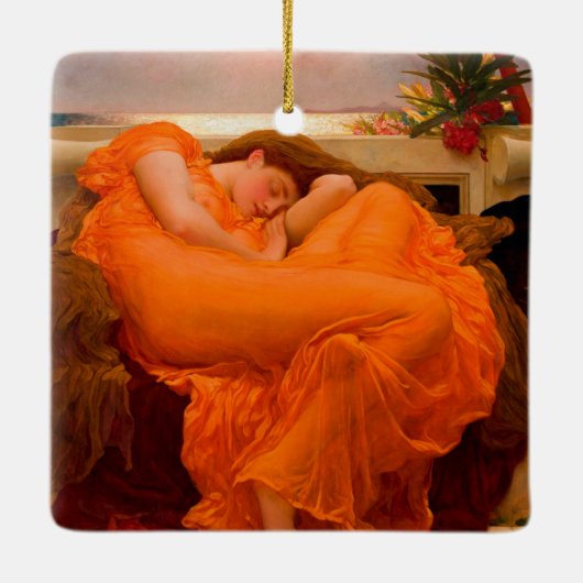 Flaming June door Lord Frederic Leighton Keramisch Ornament (Achterkant)