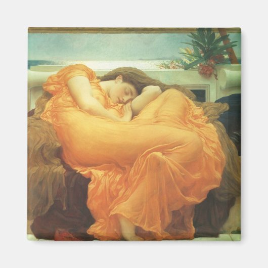 Flaming June door Lord Frederic Leighton Magneet (Voorkant)