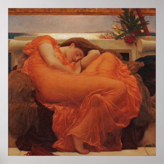 Flaming June door Lord Frederic Leighton Poster (Voorkant)