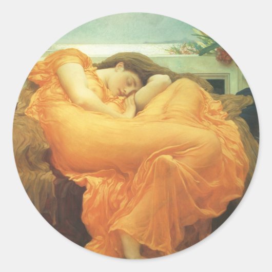 Flaming June door Lord Frederic Leighton Ronde Sticker (Voorkant)