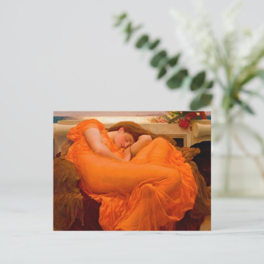 Flaming June door Lord Frederic Leighton Uitnodiging Briefkaart (Staand voorkant)