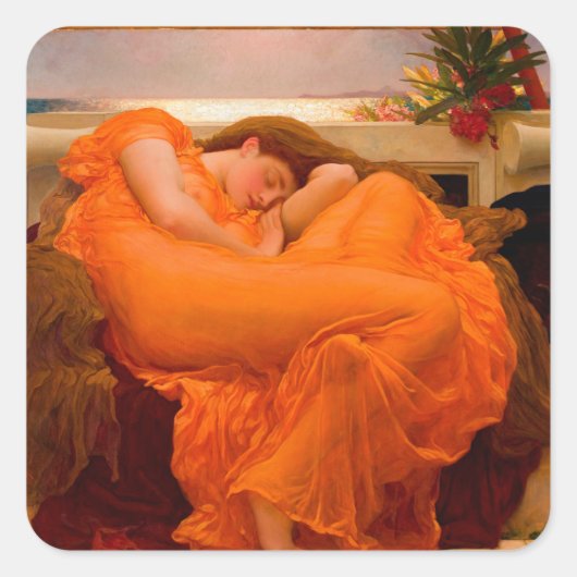 Flaming June door Lord Frederic Leighton Vierkante Sticker (Voorkant)