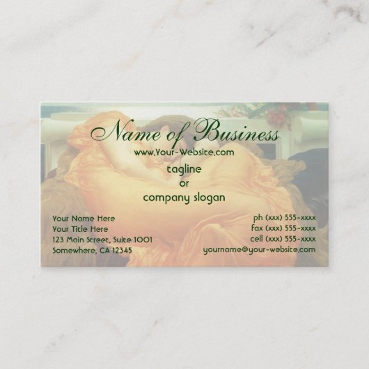 Flaming June door Lord Frederic Leighton Visitekaartje (Voorkant)