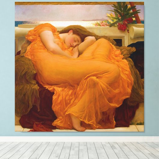 Flaming June door Sir Frederic Leighton Canvas Afdruk (Insitu (Houten vloer))