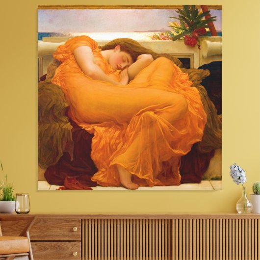 Flaming June door Sir Frederic Leighton Canvas Afdruk (Insitu (Woonkamer))