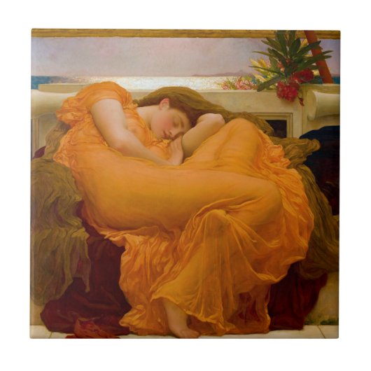 Flaming June door Sir Frederic Leighton Tegeltje (Voorkant)