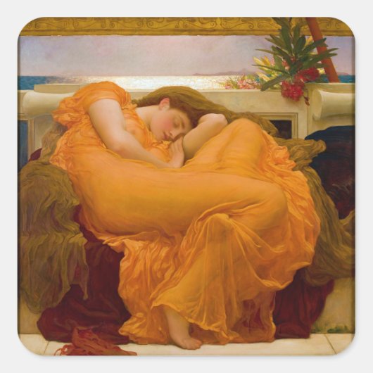 Flaming June door Sir Frederic Leighton Vierkante Sticker (Voorkant)