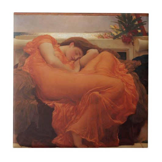 Flaming June Frederic Leighton Kunstprint Tegeltje (Voorkant)