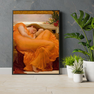 Flaming June van Frederic Leighton Sinaasappel Fin Poster