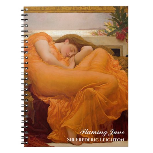 Flaming June van Frederic Leighton Sinaasappel Notitieboek (Voorkant)