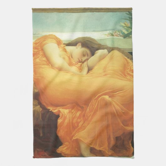 Flaming June van Lord Frederic Leighton Theedoek (Verticaal)
