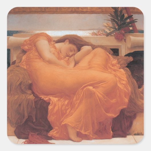 Flaming June Vierkante Sticker (Voorkant)