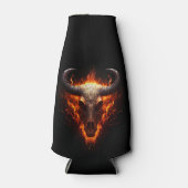 Flaming Koe schedel Gothic Flesjeskoeler (Voorkant)