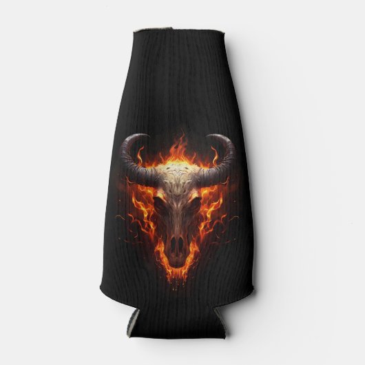 Flaming Koe schedel Gothic Flesjeskoeler (Voorkant)