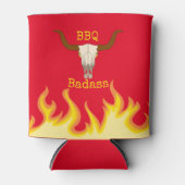 Flaming Koe Skull BBQ Badass Blikjeskoeler (Voorkant)