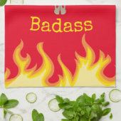 Flaming Koe Skull BBQ Badass Theedoek (Gevouwen)