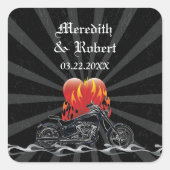 Flaming Liefde Biker Bruiloft sticker (Voorkant)