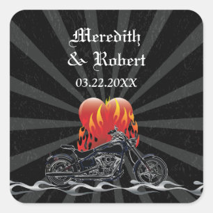 Flaming Liefde Biker Bruiloft sticker