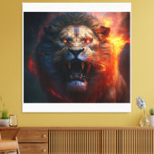 Flaming Lion Canvas Wall Art (Insitu (Woonkamer))