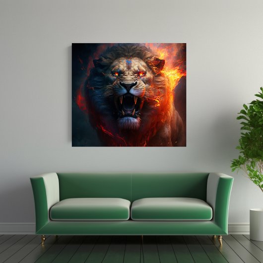 Flaming Lion Canvas Wall Art
