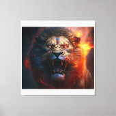 Flaming Lion Canvas Wall Art Afdruk (Voorkant)