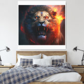 Flaming Lion Canvas Wall Art Afdruk (Insitu (Slaapkamer))