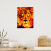 Flaming Lion Face Poster (Keuken)