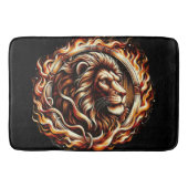 Flaming Lion in Ring of Fire Flames Astrologie Badmat (Voorkant)