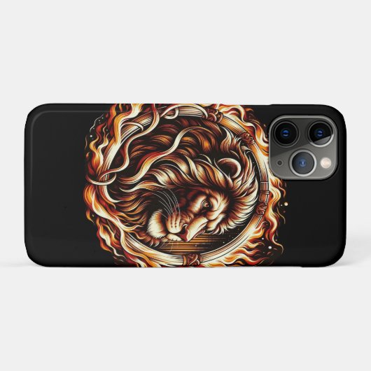 Flaming Lion in Ring of Fire Flames Astrologie Case-Mate iPhone Case (Achterkant (horizontaal))