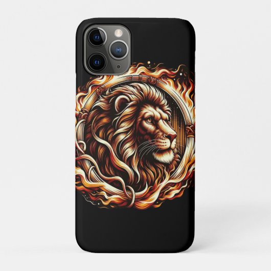 Flaming Lion in Ring of Fire Flames Astrologie Case-Mate iPhone Case (Achterkant)