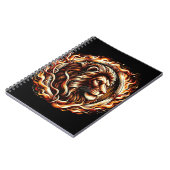 Flaming Lion in Ring of Fire Flames Astrologie Notitieboek (Linkerzijde)