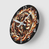 Flaming Lion in Ring of Fire Flames Astrologie Ronde Klok (Hoek)