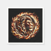 Flaming Lion in Ring of Fire Flames Astrologie Servet (Voorkant)