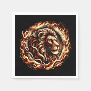 Flaming Lion in Ring of Fire Flames Astrologie Servet