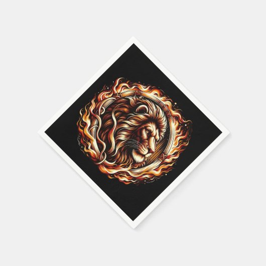 Flaming Lion in Ring of Fire Flames Astrologie Servet (Hoek)