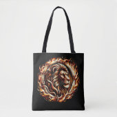 Flaming Lion in Ring of Fire Flames Astrologie Tote Bag (Voorkant)