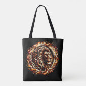 Flaming Lion in Ring of Fire Flames Astrologie Tote Bag (Achterkant)
