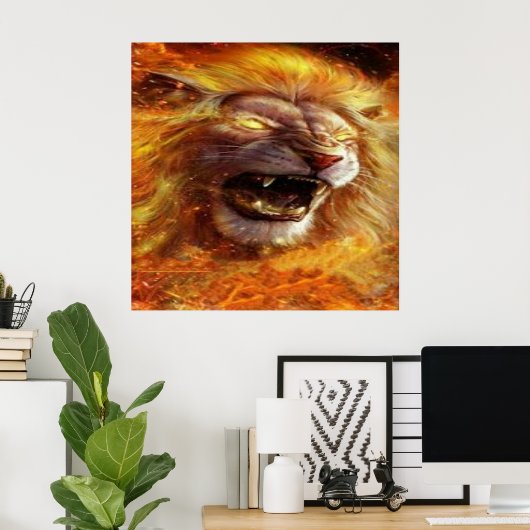 Flaming Lion Poster (Thuiskantoor)