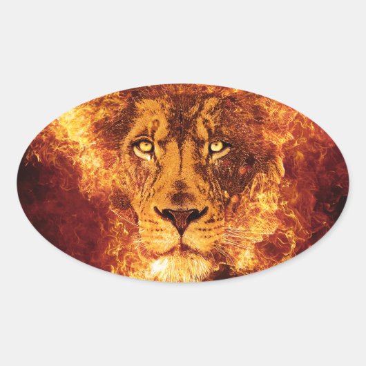 Flaming Lion uit Judah Ovale Sticker (Voorkant)