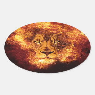 Flaming Lion uit Judah Ovale Sticker
