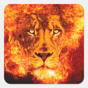 Flaming Lion uit Judah Vierkante Sticker