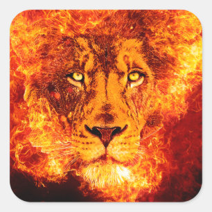 Flaming Lion uit Judah Vierkante Sticker