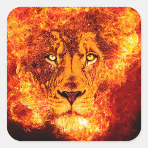 Flaming Lion uit Judah Vierkante Sticker