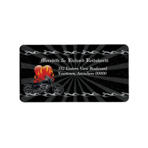 Flaming Love Biker adreslabel Etiket