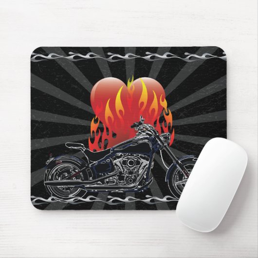 Flaming Love Biker Mousepad Muismat (Met muis)