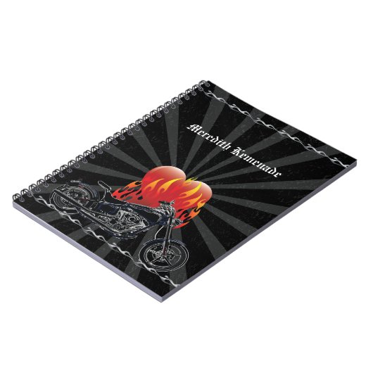 Flaming Love Biker Notebook Notitieboek (Linkerzijde)