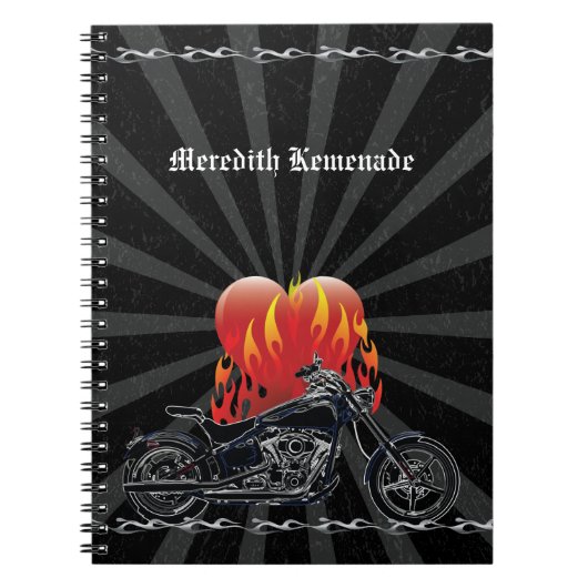 Flaming Love Biker Notebook Notitieboek (Voorkant)
