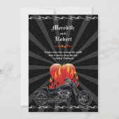 Flaming Love Biker Wedding Invitation Kaart (Voorkant)