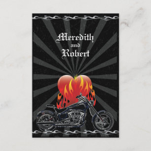 Flaming Love Biker Wedding Reply Card RSVP Kaartje