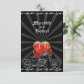 Flaming Love Biker Wedding Reply Card RSVP Kaartje (Staand voorkant)